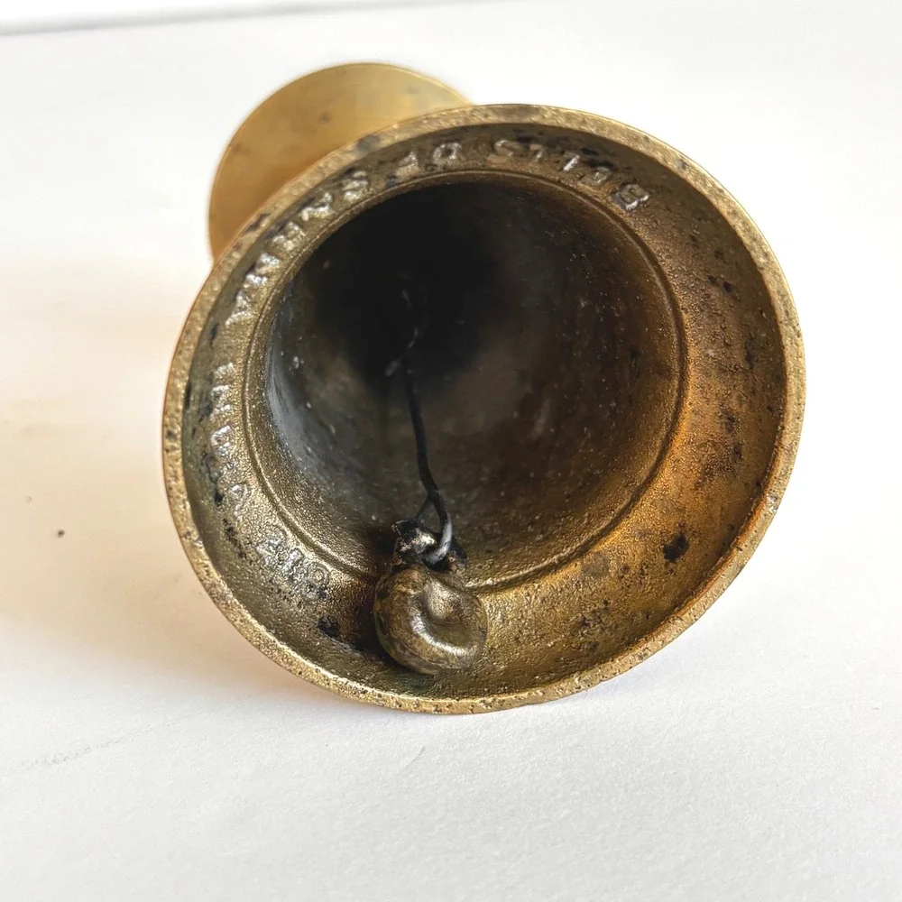 Vintage Bells of Sarna India 318 Brass Etched Floral Candlestick Holder Bell 60s